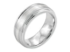 Chisel Cobalt Sterling Silver Inlay Satin And Polished 8mm Wedding Band