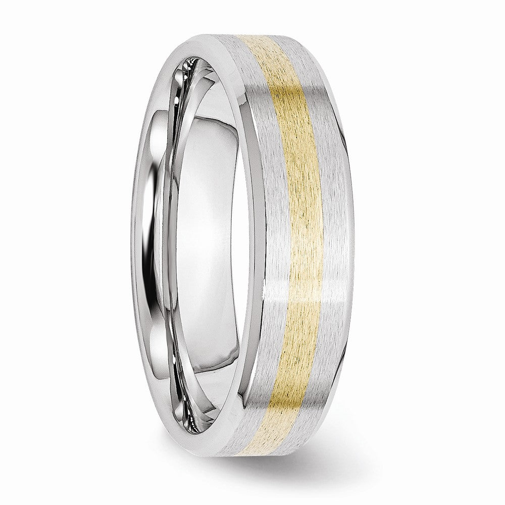 Chisel Cobalt 14k Gold Inlay Satin And Polished 6mm Wedding Band