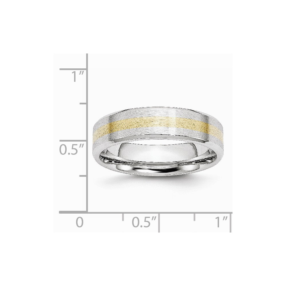 Chisel Cobalt 14k Gold Inlay Satin And Polished 6mm Wedding Band