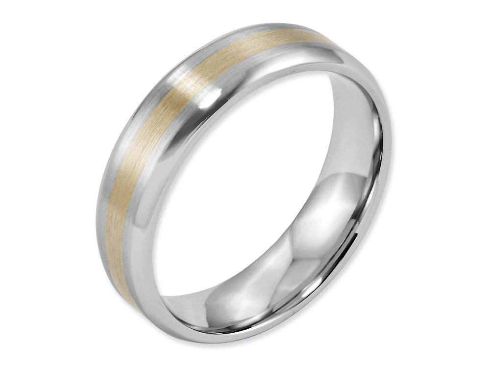 Chisel Cobalt 14k Gold Inlay Satin And Polished 6mm Wedding Band