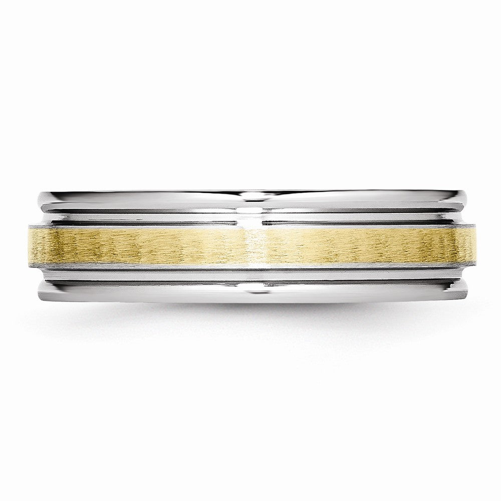 Chisel Cobalt 14k Gold Inlay Satin And Polished 6mm Wedding Band
