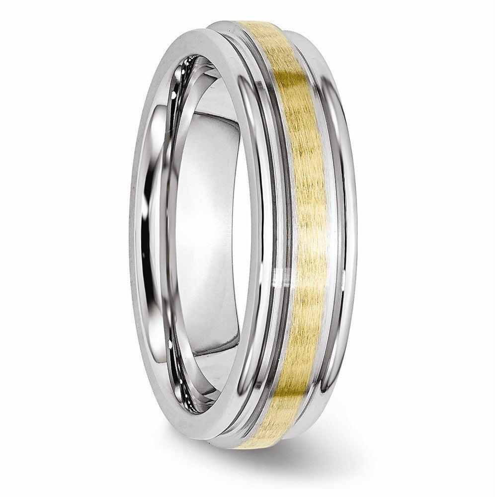 Chisel Cobalt 14k Gold Inlay Satin And Polished 6mm Wedding Band
