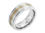 Chisel Cobalt 14k Gold Inlay Satin And Polished 8mm Wedding Band