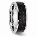 Chisel Cobalt Black Carbon Fiber Inlay 8mm Polished Wedding Band