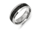 Chisel Cobalt Black Carbon Fiber Inlay 8mm Polished Wedding Band