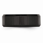Chisel Ceramic Beveled Edge Black Faceted 8mm Polished Wedding Band