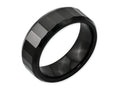 Chisel Ceramic Beveled Edge Black Faceted 8mm Polished Wedding Band