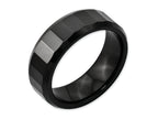Chisel Ceramic Beveled Edge Black Faceted 8mm Polished Wedding Band