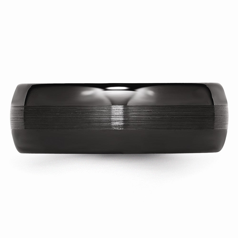 Chisel Ceramic Black 8mm Brushed And Polished Wedding Band