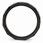 Chisel Ceramic Faceted Black 8mm Polished Beveled Edge Wedding Band