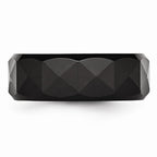 Chisel Ceramic Faceted Black 8mm Polished Beveled Edge Wedding Band
