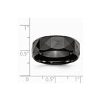 Chisel Ceramic Faceted Black 8mm Polished Beveled Edge Wedding Band