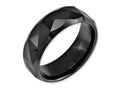 Chisel Ceramic Faceted Black 8mm Polished Beveled Edge Wedding Band