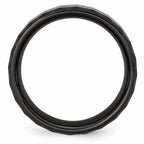 Chisel Ceramic Black Faceted 8mm Polished Beveled Edge Wedding Band