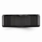 Chisel Ceramic Black Faceted 8mm Polished Beveled Edge Wedding Band