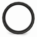Chisel Ceramic Black Faceted Beveled Edge 8mm Polished Wedding Band