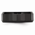 Chisel Ceramic Black Faceted Beveled Edge 8mm Polished Wedding Band
