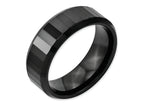 Chisel Ceramic Black Faceted Beveled Edge 8mm Polished Wedding Band