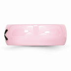 Chisel Ceramic Pink Black Laser Accented Ribbon 8mm Polished Wedding Band