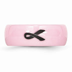 Chisel Ceramic Pink Black Laser Accented Ribbon 8mm Polished Wedding Band