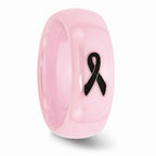 Chisel Ceramic Pink Black Laser Accented Ribbon 8mm Polished Wedding Band