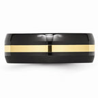 Chisel Ceramic Black With 14k Inlay 8mm Polished Wedding Band