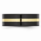 Chisel Ceramic Flat Black With 14k Inlay 8mm Polished Wedding Band