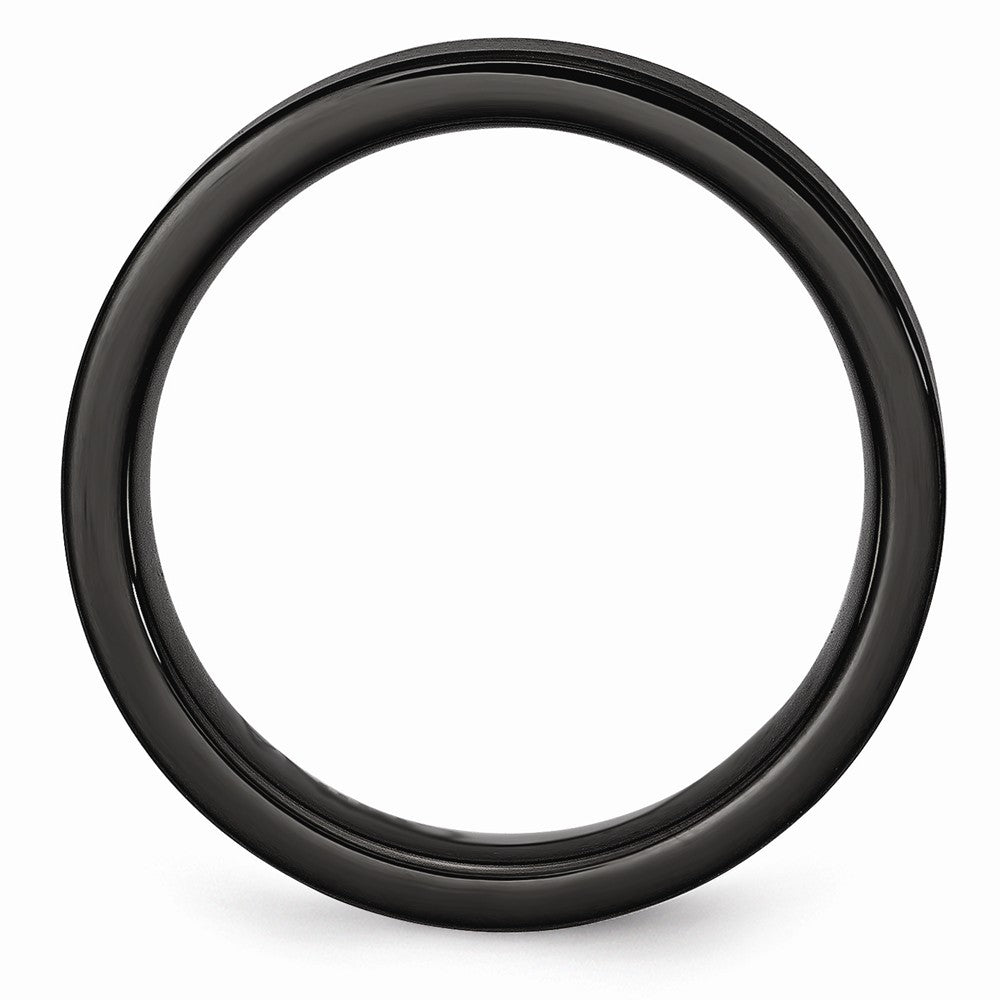 Chisel Black Ceramic Flat 6mm Brushed Wedding Band