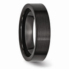 Chisel Black Ceramic Flat 6mm Brushed Wedding Band