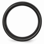 Chisel Black Ceramic Flat 8mm Brushed Wedding Band