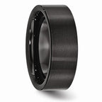 Chisel Black Ceramic Flat 8mm Brushed Wedding Band