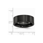 Chisel Black Ceramic Flat 8mm Brushed Wedding Band