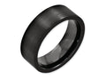 Chisel Black Ceramic Flat 8mm Brushed Wedding Band
