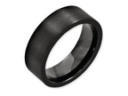 Chisel Black Ceramic Flat 8mm Brushed Wedding Band