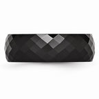 Chisel Ceramic Black Faceted 7.5mm Polished Wedding Band