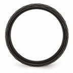 Chisel Ceramic Black Faceted 7.5mm Polished Wedding Band