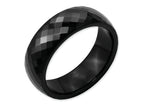 Chisel Ceramic Black Faceted 7.5mm Polished Wedding Band