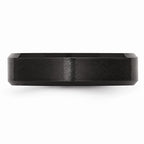 Chisel Black Ceramic Beveled Edge 6mm Brushed And Polished Wedding Band