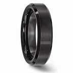 Chisel Black Ceramic Beveled Edge 6mm Brushed And Polished Wedding Band