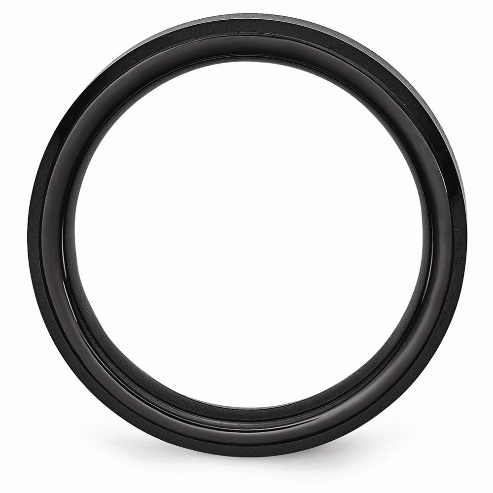 Chisel Black Ceramic Beveled Edge 6mm Brushed And Polished Wedding Band