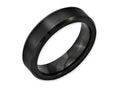 Chisel Black Ceramic Beveled Edge 6mm Brushed And Polished Wedding Band