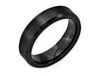 Chisel Black Ceramic Beveled Edge 6mm Brushed And Polished Wedding Band
