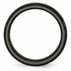 Chisel Black Ceramic Ridged Edge 6mm Brushed And Polished Wedding Band