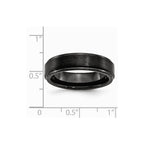 Chisel Black Ceramic Ridged Edge 6mm Brushed And Polished Wedding Band