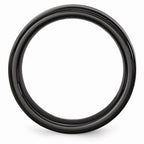 Chisel Black Ceramic Ridged Edge 8mm Brushed And Polished Wedding Band