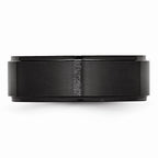 Chisel Black Ceramic Ridged Edge 8mm Brushed And Polished Wedding Band