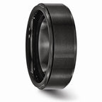 Chisel Black Ceramic Ridged Edge 8mm Brushed And Polished Wedding Band