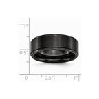 Chisel Black Ceramic Ridged Edge 8mm Brushed And Polished Wedding Band