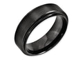 Chisel Black Ceramic Ridged Edge 8mm Brushed And Polished Wedding Band