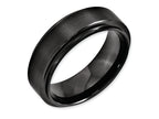 Chisel Black Ceramic Ridged Edge 8mm Brushed And Polished Wedding Band